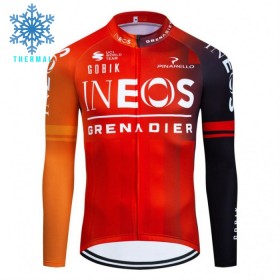 Wielershirt 2024 INEOS Grenadiers Winter Thermal Fleece - Oranje